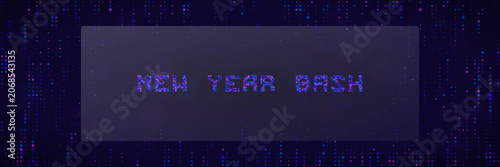 Fotografía Digital New Year Bash Text Banner with Glitch Pixel Effect for Futuristic Party