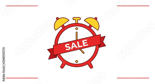 Alarm Clock with Sale Banner - Time for Discounts and Special Offers