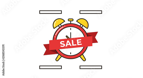 Alarm Clock with Sale Ribbon - Time for Shopping Discount