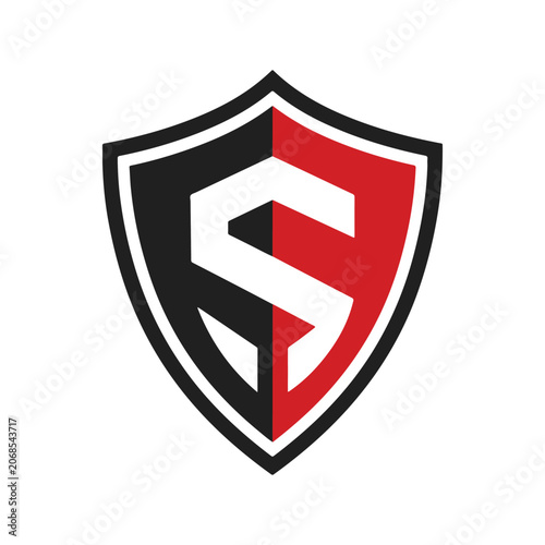 Tableau sur toile Letter S monogram shield logo vector with red and black color