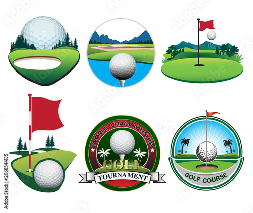 Diverse Golf Course Emblems and Scenes
