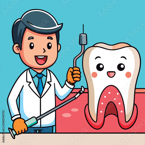 Dentist treating a gum disease.