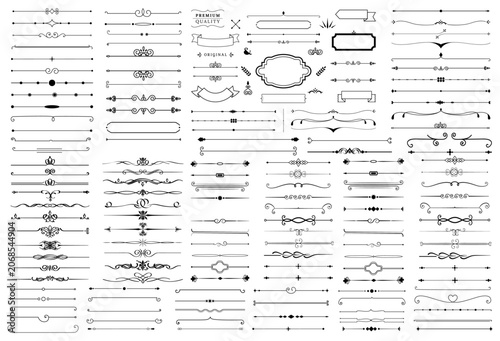 Set of decorative divider. Divider ornament, borders, separators, page dividers, header
