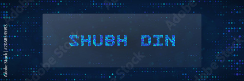 Tableau sur toile Shubh Din Digital Text Design with Pixelated Blue Background for Indian Festival