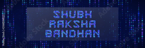 Cuadro en lienzo Digital Pixel Art Shubh Raksha Bandhan Greeting Card Design with Blue Abstract B