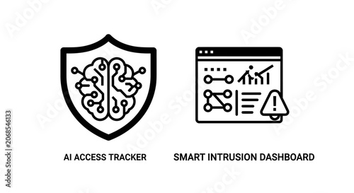 Cuadro en lienzo Ai access tracker and smart intrusion dashboard security icons with intrusion