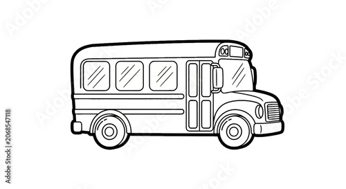 School bus side view line art template