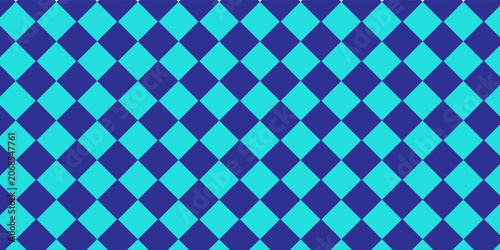 Blue and Teal Diamond Checkerboard Geometric Pattern Background for Modern Design and Textiles