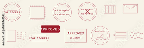 Fotografía Stamp Approved Rejected Top Secret Post Office Mail Vector Isolated