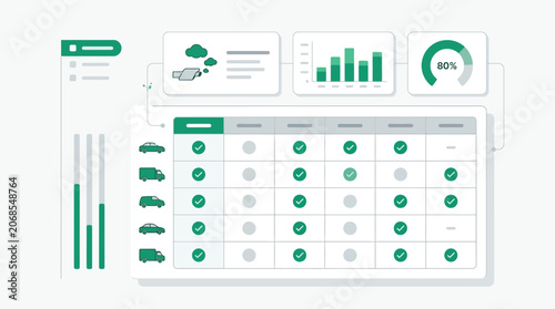 Fleet Emissions Compliance Dashboard with Vehicle Checklist, Carbon Score and Delivery Transport Analytics