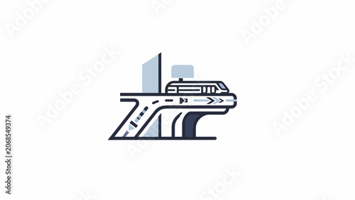 A minimalist vector illustration of a modern high speed train on a track