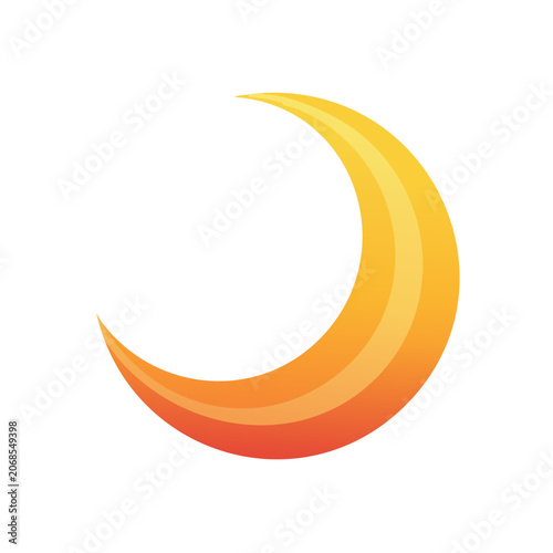 Colorful crescent moon vector icon