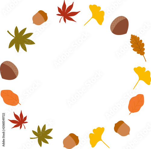 Autumn Leaf Frame with Acorns and Seasonal Foliage Illustration