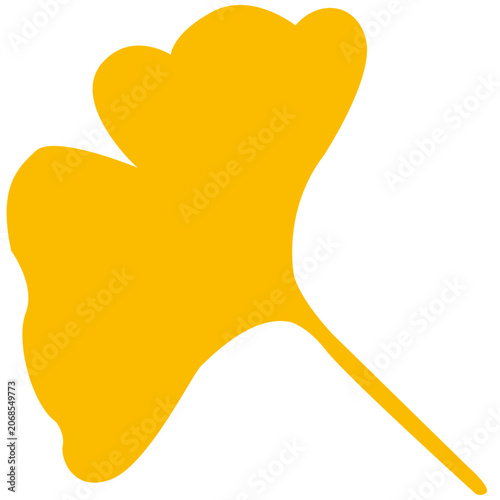 Yellow Ginkgo Leaf Illustration Isolated on White Background
