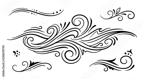 Abstract floral vector background design with ornamental swirl flowers, vintage decorative leaves, elegant pattern, frame and ornate nature inspired curves and shapes