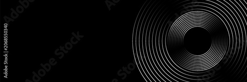 Abstract Black And White Concentric Rings Tunnel Background With Futuristic Radial Vortex And Depth