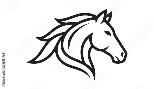 Horse head logo vector illustration abstract black and white silhouette icon for business branding design