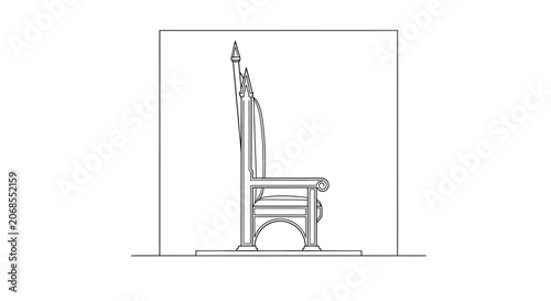 Ornate Throne Chair Side View Line Drawing
