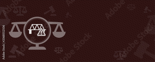 Foto Legal concept illustration with copy space featuring scales of justice and a construction warning sign