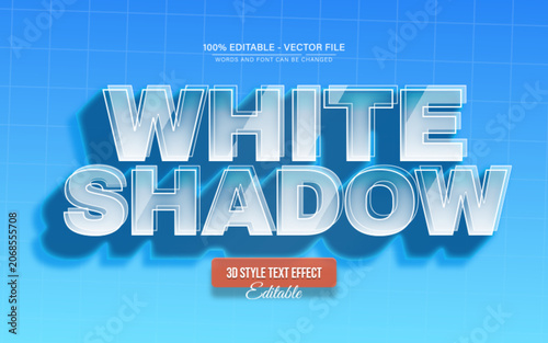 White Shadow Glass 3D Editable Text Effect for Modern Typography and Clean Poster Design
