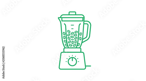 Simple green outline illustration of a kitchen blender.