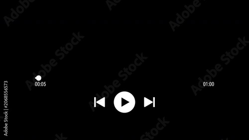Media player template scroll bar button with audio reactor, Music timeline or video track player. Sixty second video timeline progress bar. 4K video