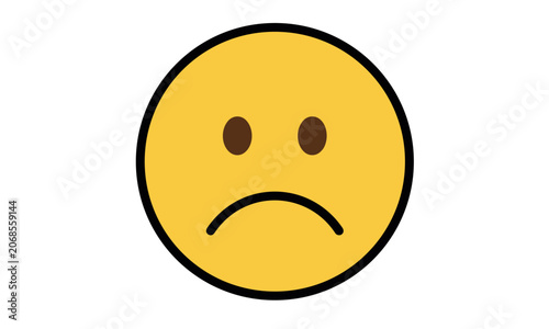 Bild auf Leinwand Yellow emoji face with a sad and unhappy frowning expression