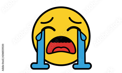 Foto Yellow emoji face with a sad and unhappy frowning expression