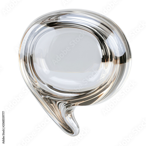 Transparent glass speech bubble icon isolated on a transparent background representing communication, messaging and conversation.