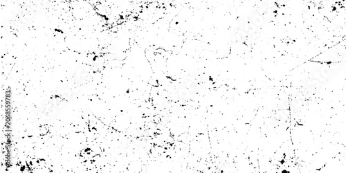 Schilderij op canvas Black and white cracked texture with scattered debris on white background for de