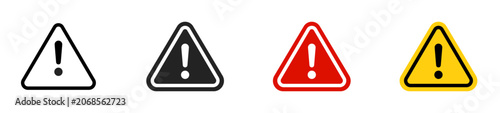 Photos hazard warning triangle icon set