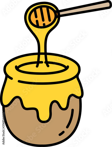 Cuadro en lienzo honey bee jar logo icon cartoon doodle