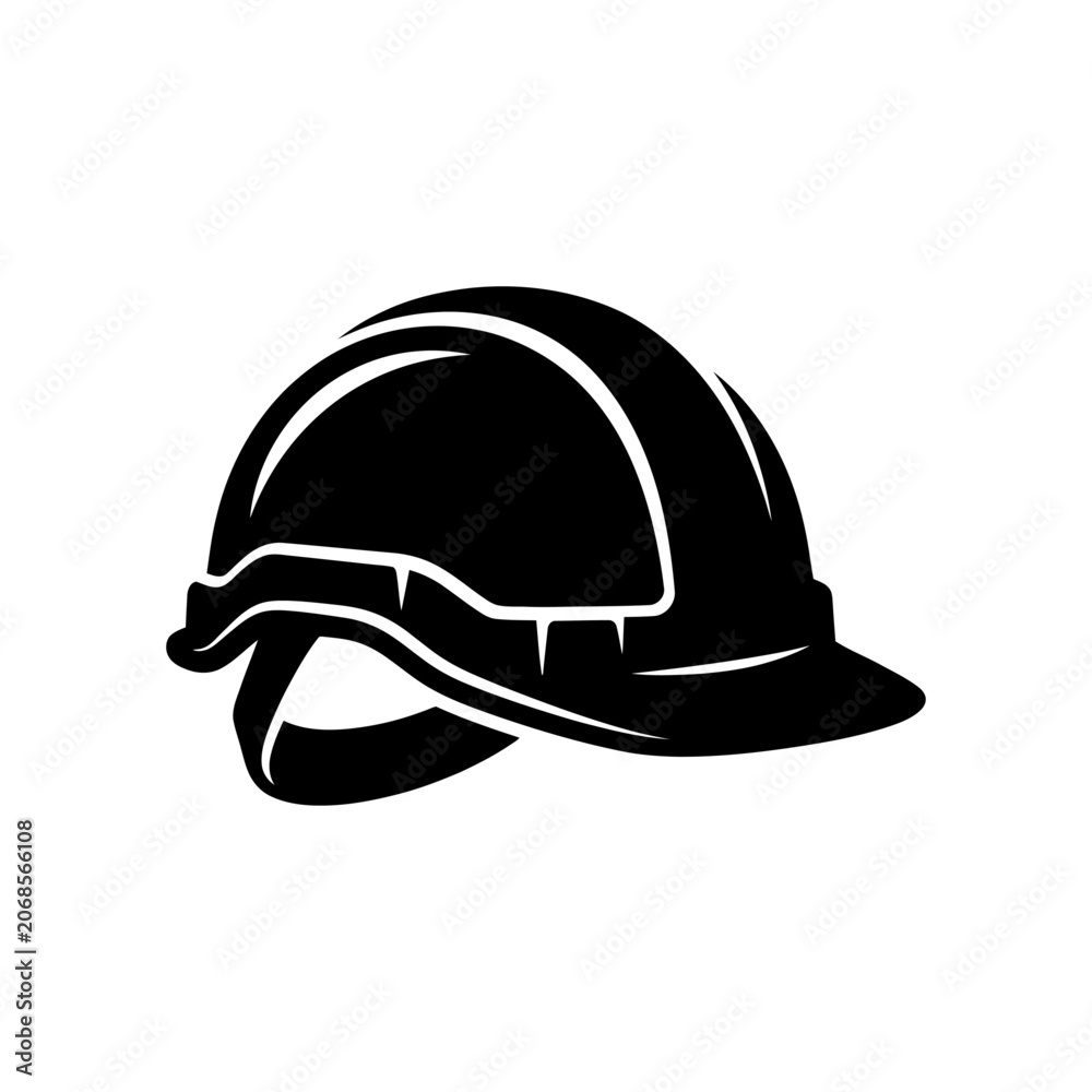 Fototapeta premium Industrial Construction Hard Hat and Safety Helmet Icon for Professional Site Engineering and Protective Work Gear Illustration