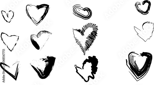 Handdrawn abstract heart icons drawn in Adobe illustrator