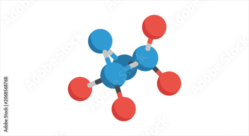 Bild auf Leinwand Molecular structure of a chemical compound with blue and red spheres