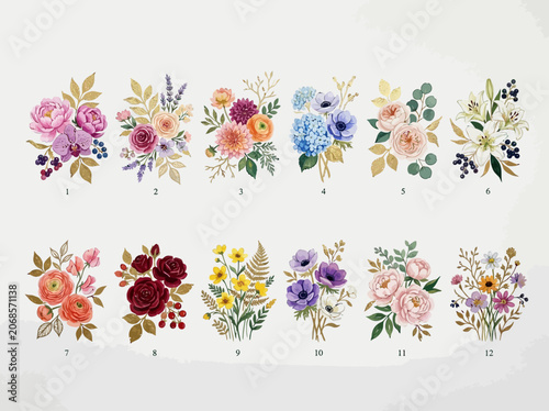Variety of colorful flowers 1.