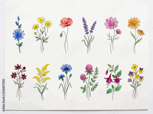 Variety of Colorful Flowers.
