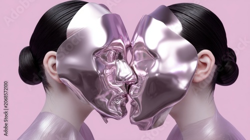 Hyperrealistic, incredibly detailed close-up photographs feature a Japanese model with slicked-