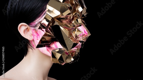 Hyperrealistic, incredibly detailed close-up photographs feature a Japanese model with slicked-