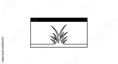Minimalist Black and White Illustration of Grass Growing from Ground