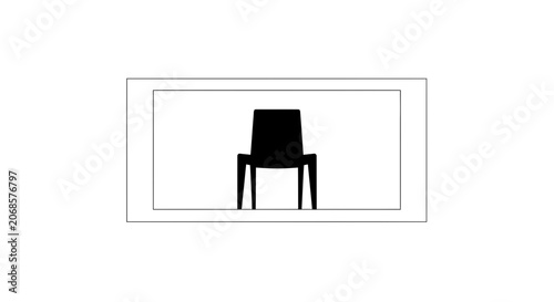 Minimalist Black Chair Silhouette on White Background - Modern Furniture Design