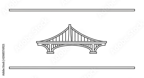 Minimalist bridge outline icon, architectural structure, clean design, graphic resource