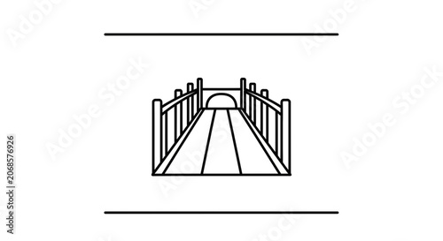 Minimalist Bridge Outline Icon - Simple Architectural Line Art, Vector Illustration