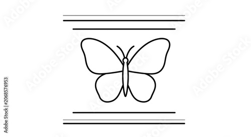 Minimalist Butterfly Icon with Decorative Lines