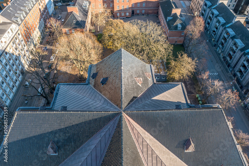 Fotografía Church of Our Saviour Roof Geometric Aerial View, Vor Frelsers Kirke, Copenhagen