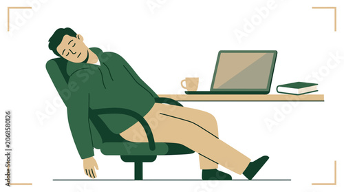 Quadro su tela Dejected Student Slumping Beside Laptop Feeling Overwhelmed by Schoolwork Flat V