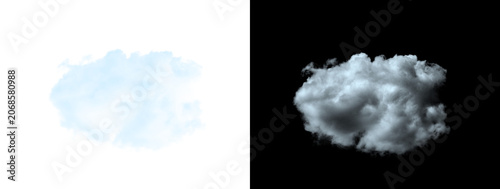 Photos Small Rounded Fluffy White Cumulus Cloud Isolated on White and Black Background