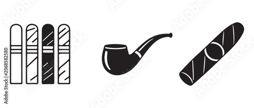 Bild auf Leinwand Smoking and Tobacco Products Icon Set – Cigarette, Cigar and Smoking Symbols Vec