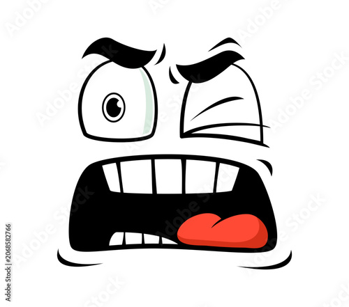 Fotografía Angry face with twitching eye and yelling or shouting with wrath emotion or anger expression