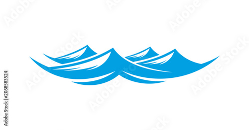 Foto Sea nautical blue curly wave graphic icon or tattoo